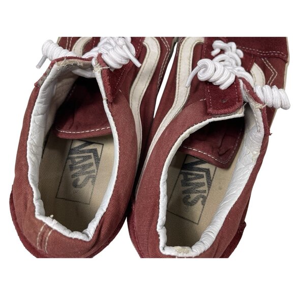 Vans Old Skool Skater Shoes Womens 8.5 Maroon Red Suede Canvas Low Top Sneaker - Picture 10 of 11